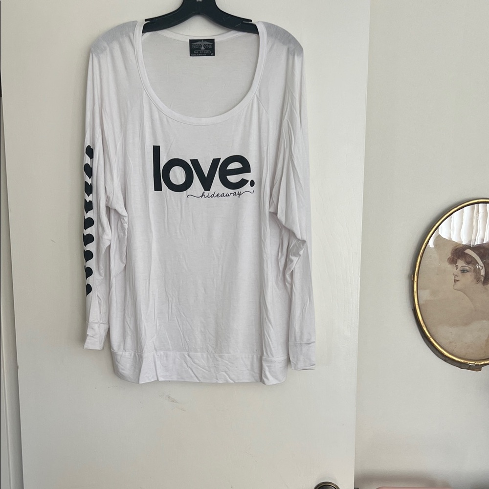 White Long Sleeve Love Top by Unknown Brand